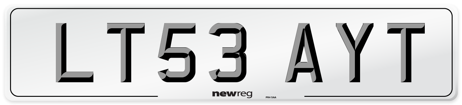LT53 AYT Number Plate from New Reg